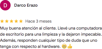 Opinión de cliente 1